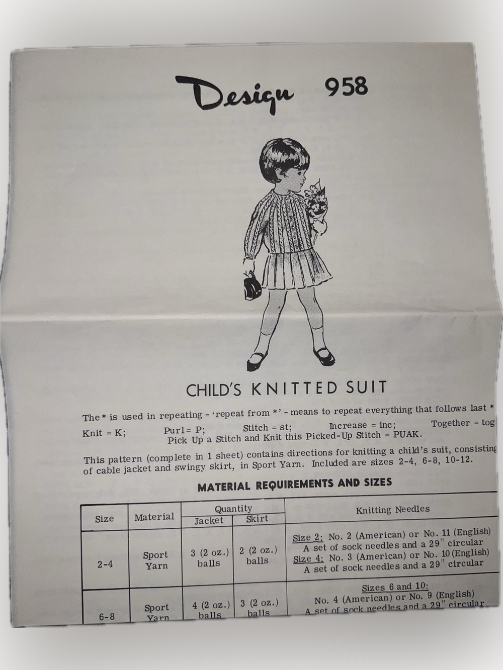 🍄 Vintage New Design 958 Knitted Suit - Jacket Skirt Pattern Craft Handmade